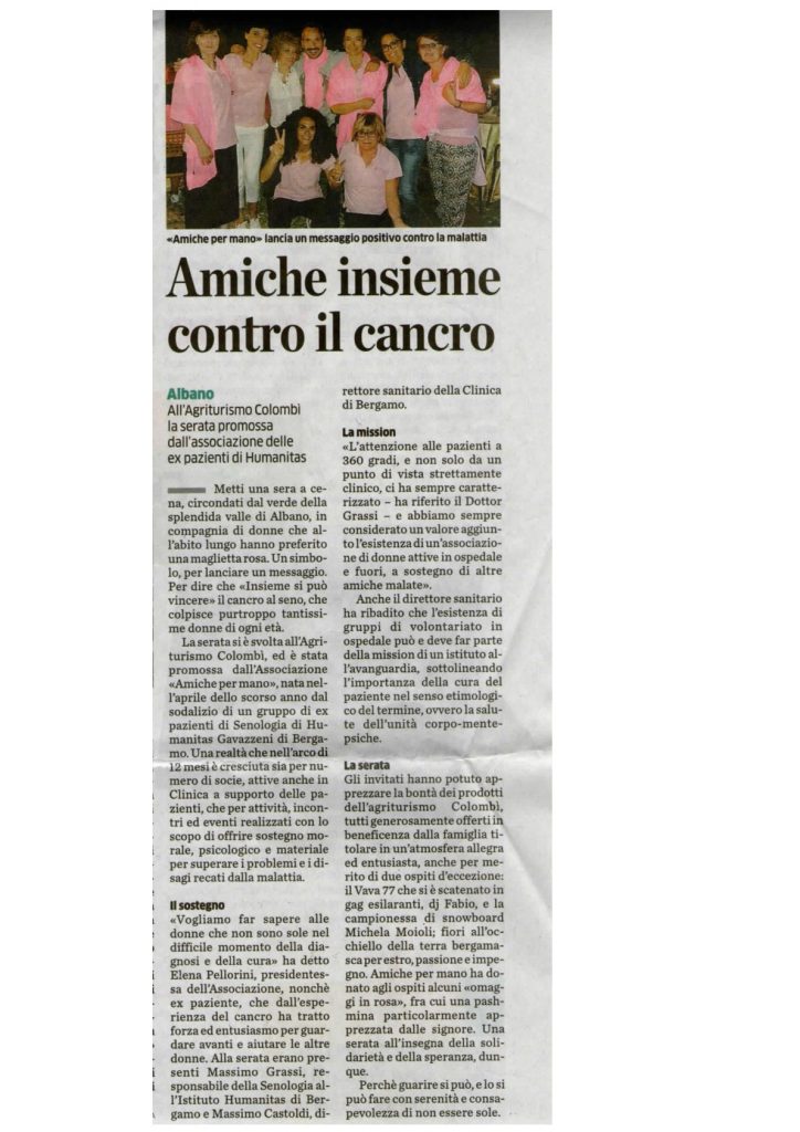 Cena benefica Amiche contro il Cancro